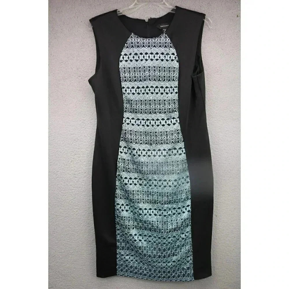 R & M Richard Black w/Teal Embellishments Sheath Dress-Size 14